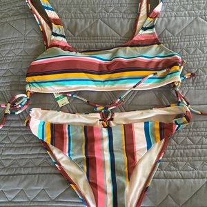 Sunset stripe cheeky bikini